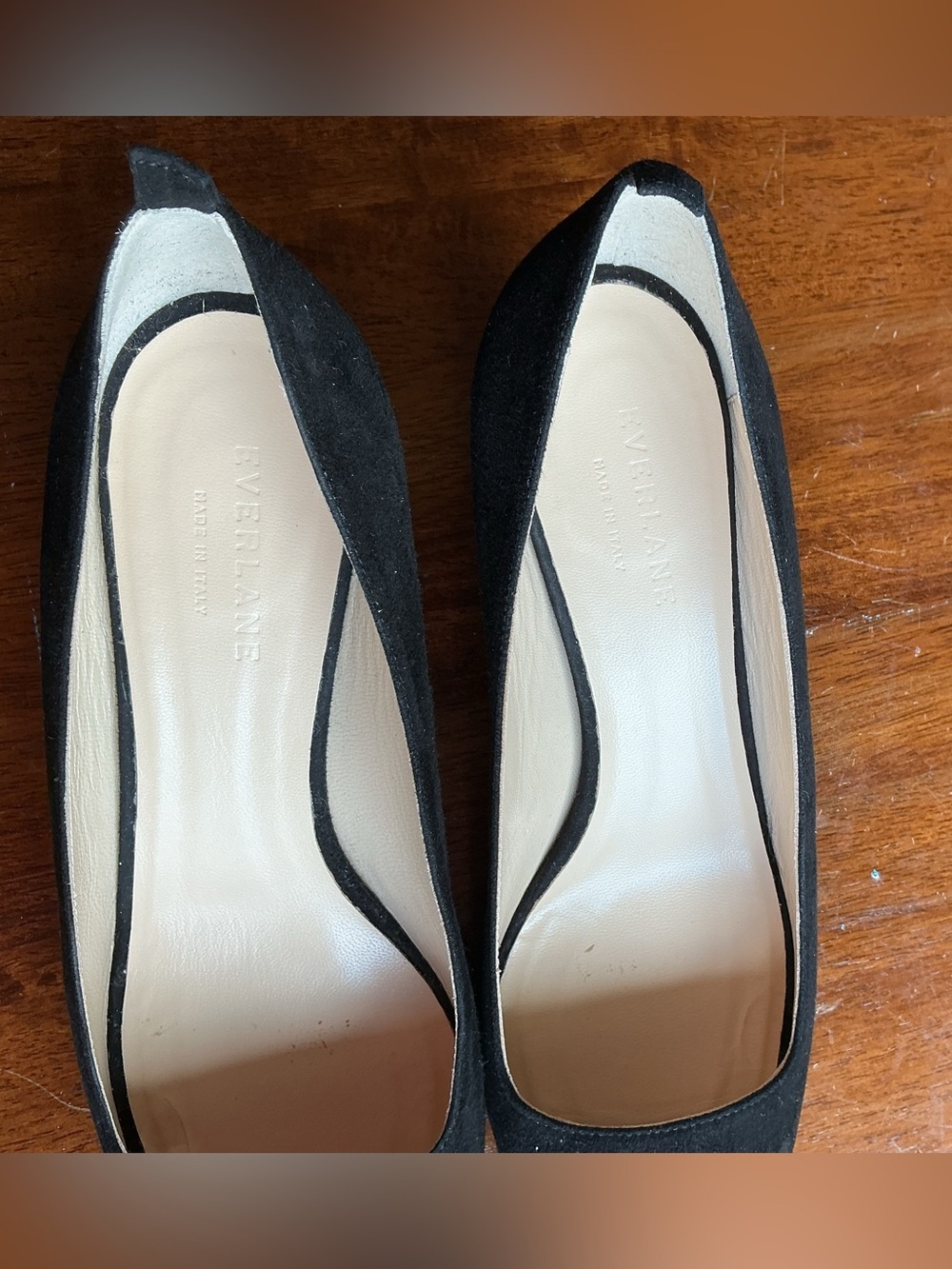 Everlane Black Suede Kitten Heels Size 9 Made in Italy Pointed Toe Pumps - Picture 11 of 15